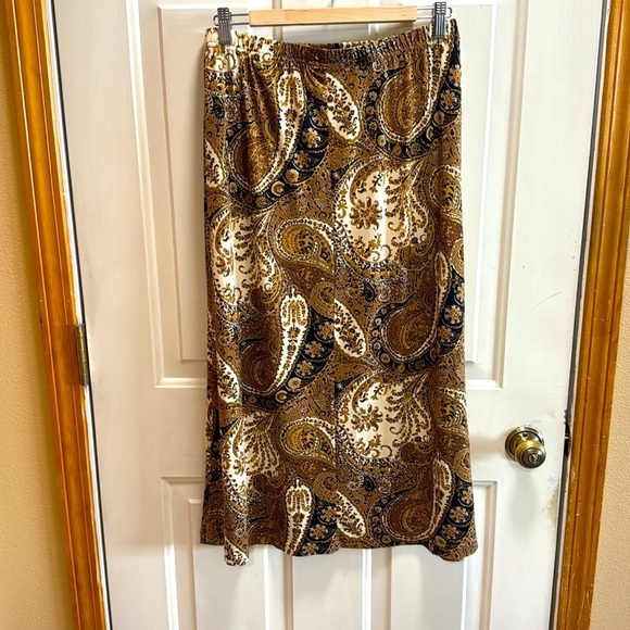 Coldwater Creek Brown Paisley Print Midi Skirt size 12 - Picture 2 of 6